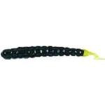 Slider Bass Grub 3' 15ct Black-Chartreuse Tail - HookMeUp
