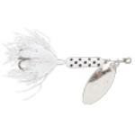 Yakima Rooster Tail 1-8 White-Black Dots - HookMeUp