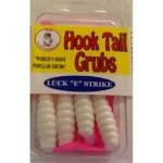 Luckie Strike Curl Tail Grub 3' 10ct White-Fire - HookMeUp