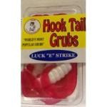 Luckie Strike Curl Tail Grub 3' 10ct White-Red - HookMeUp