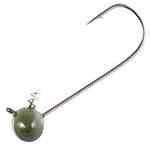 Owner Shakey Football Head 1-4oz Size 4-0 4ct Green Pumpkin - HookMeUp