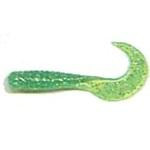 Action Bait 3' Curly Grubs 25pk Lime Chartreuse Glitter - HookMeUp