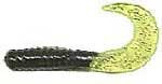 Action Bait 3' Curly Grubs 100pk Black Chartreuse Glitter SPL - HookMeUp