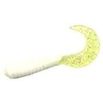 Action Bait 3' Curly Grubs 25pk White Chartreuse Tail - HookMeUp