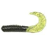Action Bait 3' Curly Grubs 25pk Black Chartreuse - HookMeUp