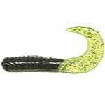 Action Bait 3' Curly Grubs 25pk Black Chartreuse Double Glitter - HookMeUp