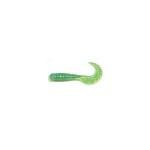 Action Bait 4' Curly Grubs 12pk Lime Chartreuse Glitter - HookMeUp