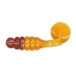 Slider Pan Fish Grub 1' 20ct Motor Oil Orange Tail - HookMeUp