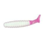 Slider Crappie Grubs 2' 20ct White-Pink Glow Tail - HookMeUp