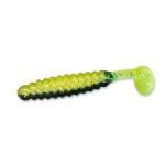 Slider Crappie Grubs 2' 20ct Mustang Black-Gold-Chart - HookMeUp