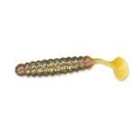 Slider Crappie Grubs 2' 20ct Motor Oil Glitter-Orange Tail - HookMeUp