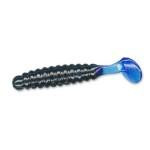 Slider Crappie Grubs 2' 20ct Black-Blue Tail - HookMeUp