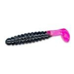 Slider Crappie Grubs 2' 20ct Black-Pink Tail - HookMeUp