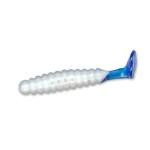 Slider Crappie Grubs 2' 20ct White-Blue Tail - HookMeUp