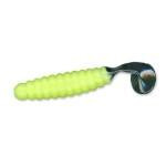 Slider Crappie Grubs 2' 20ct Creamy Green-Black Tail - HookMeUp