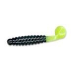 Slider Crappie Grubs 2' 20ct Black-Chartreuse Tail - HookMeUp