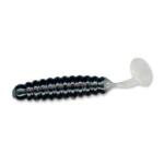 Slider Crappie Grubs 2' 20ct Black-Glow Tail - HookMeUp