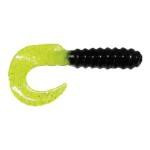 Big Bite Curl Tail Grub 2' 10ct Black-Chartreuse.Silver - HookMeUp