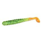 Slider Bass Grub 3' 15ct Chartreuse-Orange Tail - HookMeUp