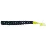 Slider 4' Bass Grub 10ct Black-Red Flake-Chartreuse Tail - HookMeUp