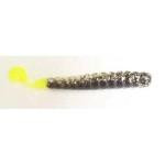 Slider Bass Grub 3' 15ct Black Gold Glitter-Chartreuse Tail - HookMeUp
