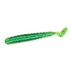 Slider Bass Grub 3' 15ct Chartreuse Blue Glitter - HookMeUp