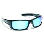 Strike King Sunglass SKPlus Shiny Black-Blue Mirror Lens - HookMeUp